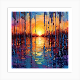 Sunset In The Water Art Print