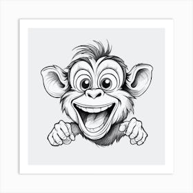 Monkey Head Drawing Art Print