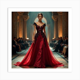 Woman In A Red Gown 2 Art Print