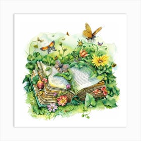 Book And Butterflies Art Print