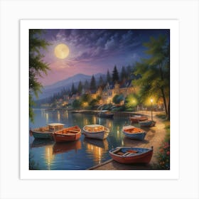 Night By The Lake 17 Art Print