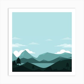 Landscape With Mountains And Trees 1 Art Print