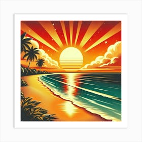 Sunset On The Beach 3 Art Print