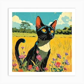 Cat In The Field Art Print