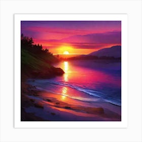 Sunset On The Beach 122 Art Print