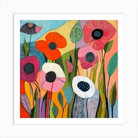 Vibrant Abstract Floral Composition Art Print