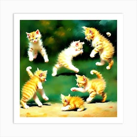 Kittens Jumping Art Print