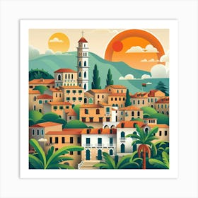 Greece Town Art Print