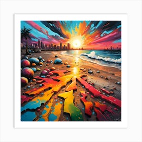 A Kaleidoscope of Colorful Sands Under The Sunset Skyline 1 Art Print