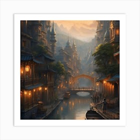 City At Dusk Art Print