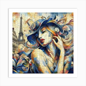 Abstract Puzzle Art French woman in Paris 3 Art Print