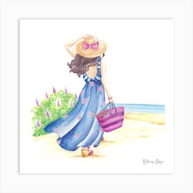 Girl on a beach Art Print