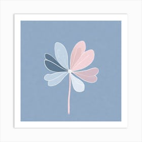 A White And Pink Flower In Minimalist Style Square Composition 614 Art Print