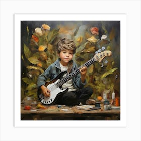 Boy Playing Guitar Art Print