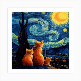 Van Goth Ginger Cats Art Print