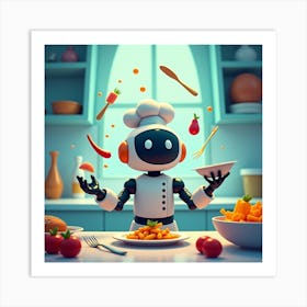 Robot Chef In The Kitchen Art Print