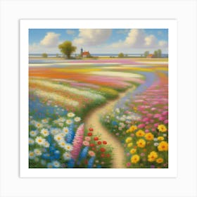 Bloemenzee Dutch For Sea Of Flowers Fields Of Flowers In A Dreamlike State With Swirling 3 Art Print