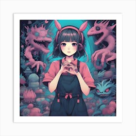 Anime Girl With Ears Art Print