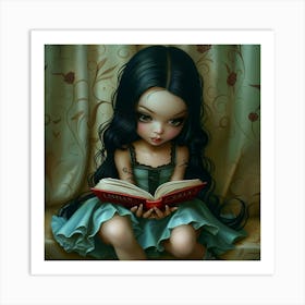 Little Girl Reading A Book 1 Art Print