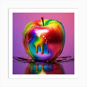 Rainbow Apple Art Print