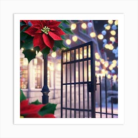 Poinsettia with gate open Art Print