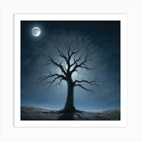 Tree In The Moonlight Art Print 2 Art Print