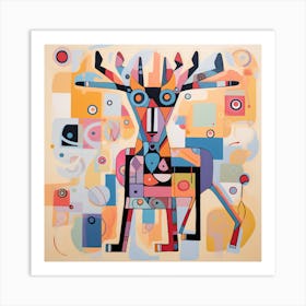 Deer Abstract Christmas 1 Art Print