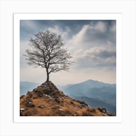 Lone Tree On Top Of Mountain 17 Art Print