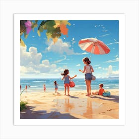 Children On The Beach Art Print