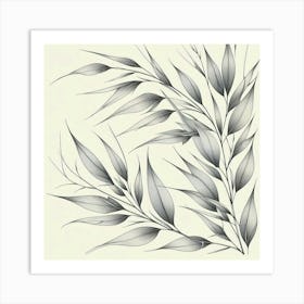 Line Art bamboo leaves Art Print