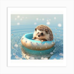 Hedgehog In The Water 2 Art Print
