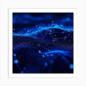 An Abstract Intricate Network Design Glowing With Intense Blue Astounding Waves Coursing Through C (2) 2 Art Print