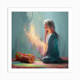 Girl With A Candle Art Print