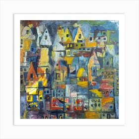 Colourful City 1 Square Art Print