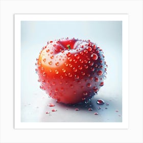 Red Apple With Water Droplets Poster