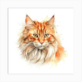 Cymric Longhair Manx Cat Portrait 2 Art Print