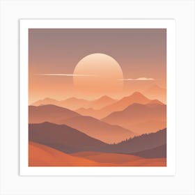 Misty mountains background in orange tone 54 Art Print