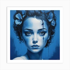 Girl Feeling Blue Art Print 1 Art Print