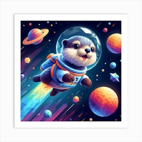 Otter In Space Art Print