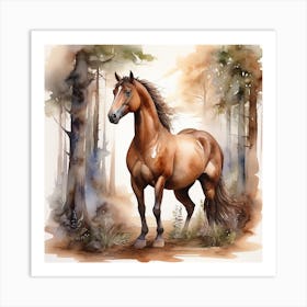 Painting of a beautiful brown horse Art Print