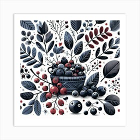 Scandinavian Art, Aronia berries ​ 2 Art Print