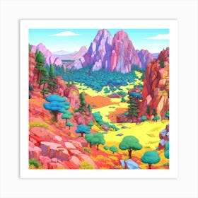Landscape Cartoon Animated Colorful Art Print