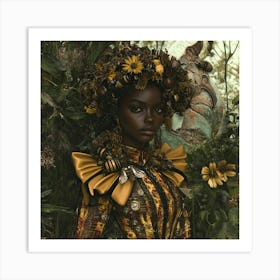 Bees Black Queen Art Print