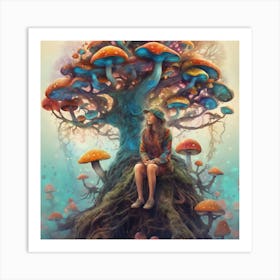 Mushroom Tree Art Print