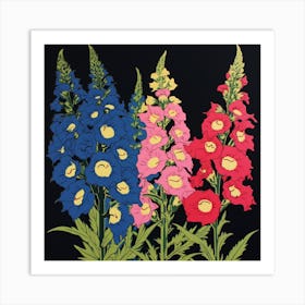 Delphinium 1 Pop Art Illustration Square Art Print