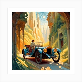 Classic Car In A Tunnel Art Print