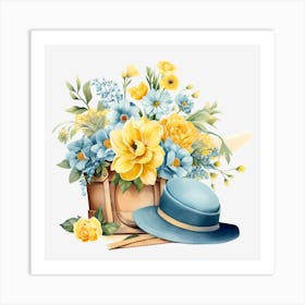 Flowers In A Hat Art Print