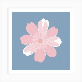 A White And Pink Flower In Minimalist Style Square Composition 251 Art Print