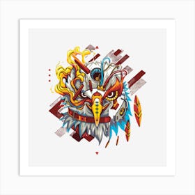 Eagle Art Flame Robot Vector Art Print