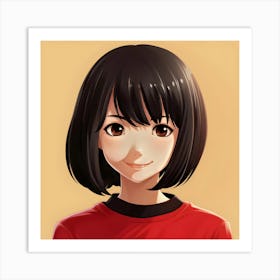 Anime Girl With Black Hair Art Print